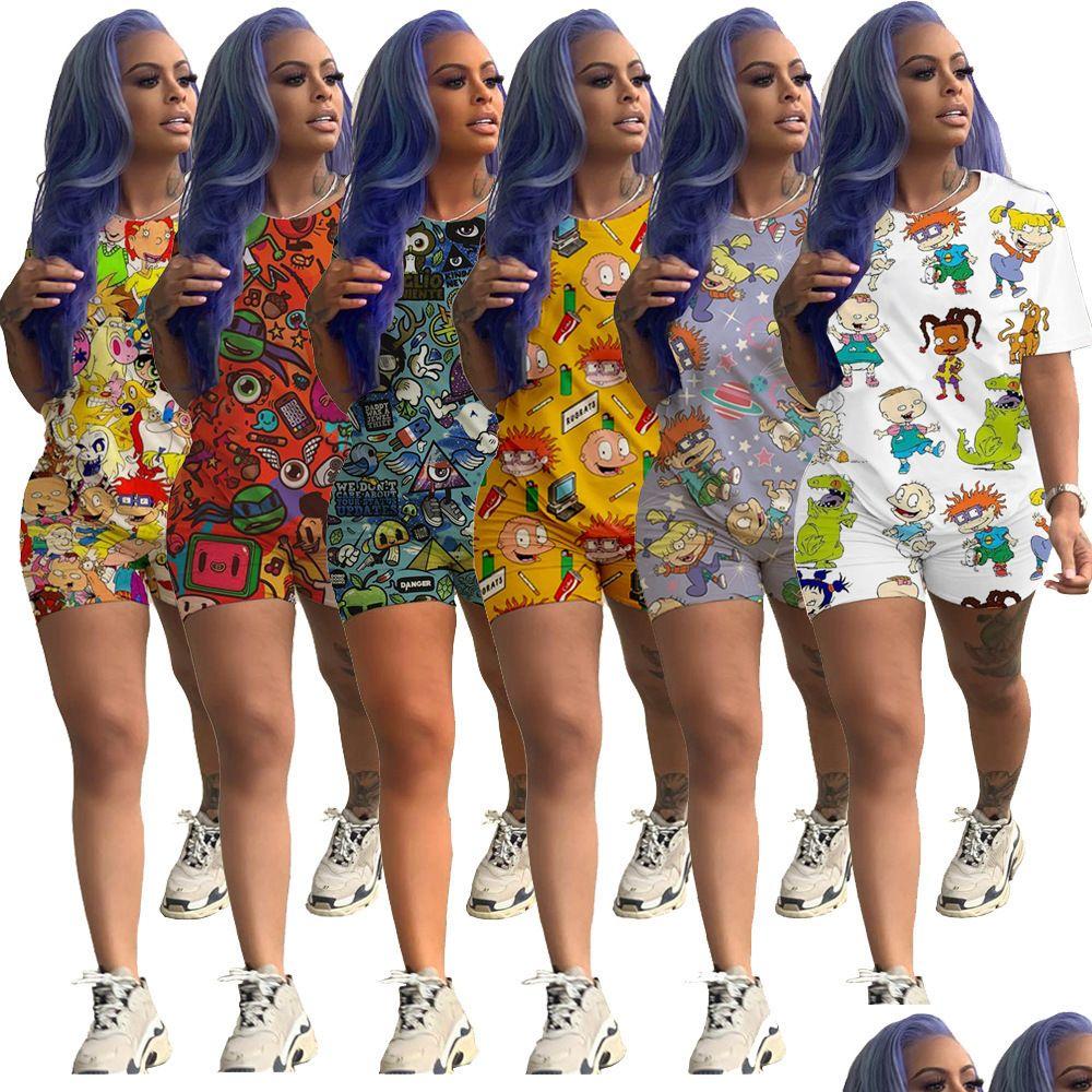 

Women'S Tracksuits Designer 2021 Women Recommended Cartoon Printing Leisure Home Twopiece 2 Piece Set Girl Printed Top Sportwear Wom Dhulb, Dark green