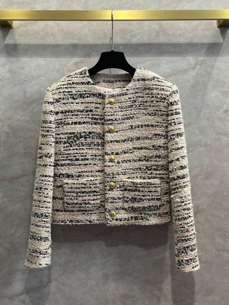 

Women' Jackets AL60364 Vintage Pink-black Striped Small Fragrant Tweed Coat With High-grade Texture, Multi