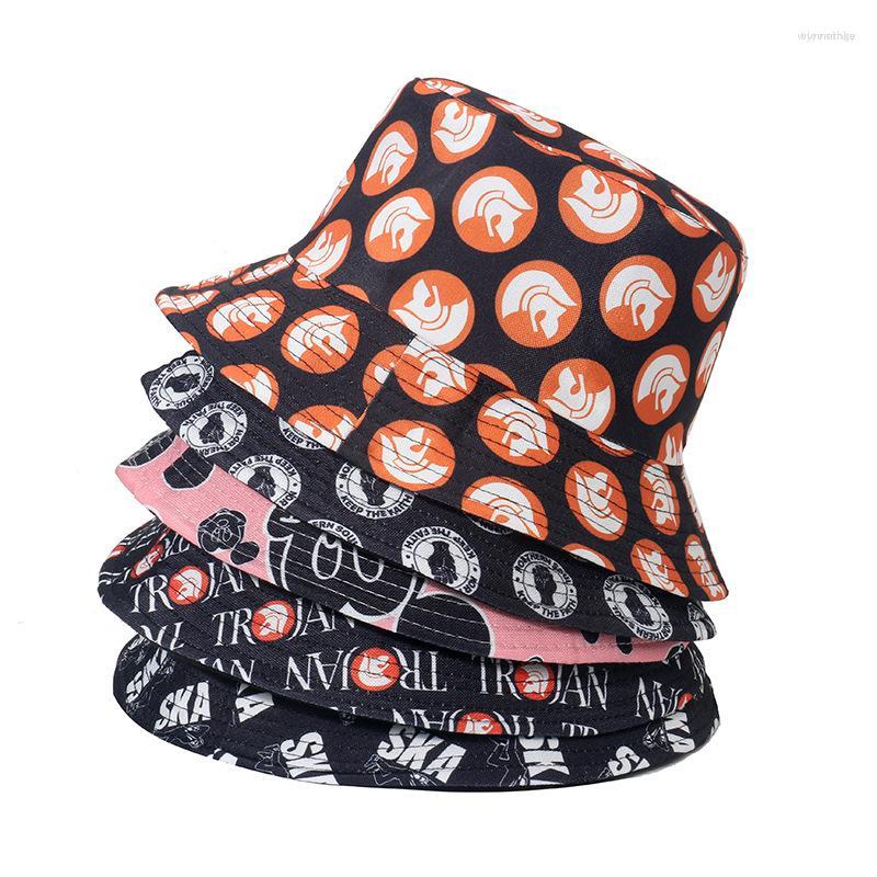

Berets Bucket Hat Women Spring And Summer Cartoon Letters Trend Versatile Fisherman Hats Men's Outdoor Leisure Panama Bob Homme Cap