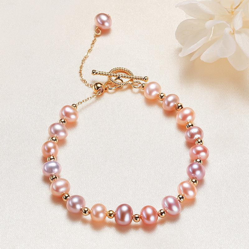 

Link Bracelets Chain Beads Bracelet Ethnic Style Small Jewelry Freshwater Pearl Adjustable For Women Hand Ornament Delicate Elegant Gift Ray