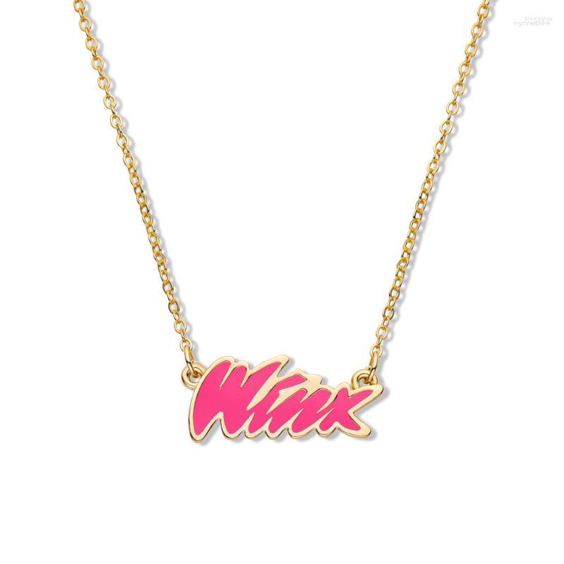 

Pendant Necklaces Classic Cartoon Winx The Club Bloom Name Necklace Enamel For Movie Fans Cosplay Jewelry Birthday Party Gift