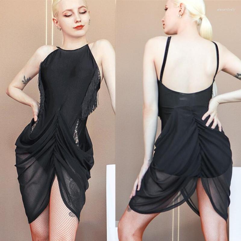 

Stage Wear Latin Dress Salsa Samba Cha Competition Black 758, Picture shown