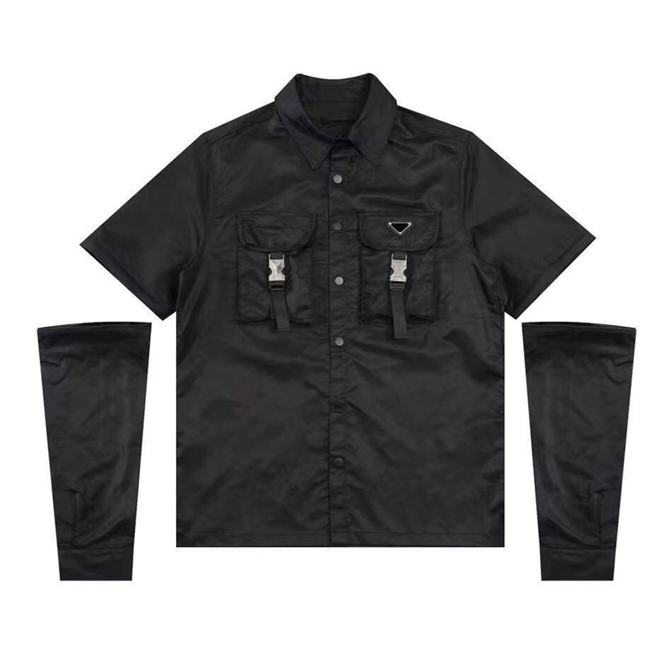 

P-ra Designer Men's Women's Business Tees Black Polos Long Sleeve TShirts 2023 New Couples Fashion Blouse Open Detachable Sleeves Short Shirts Shirt Jacket Tops Coats