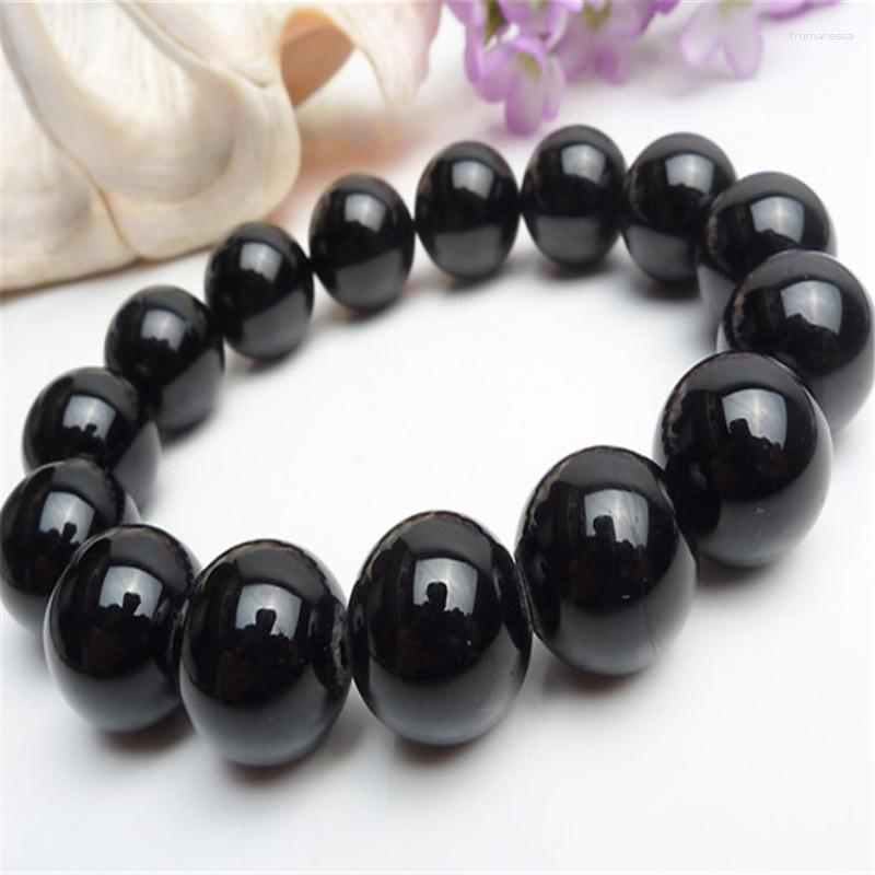

Strand Beaded Strands Wholesale Genuine Black Tourmaline Men Stretch Powerful Natural Stone Round Bead Bracelets Raym22