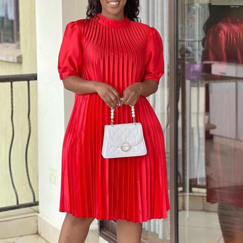 

Ethnic Clothing African Dresses For Women Elegant Party Event Pearl Pleated Short Sleeve Stretch Luxury Formal Cocktail Africa Evening