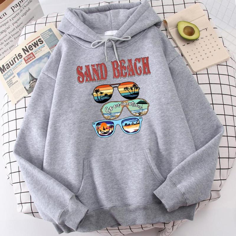 

Men's Hoodies Sand Beach Go On Vacation Sunglasses Mens Clothes Vintage Harajuku Tracksuit Comfortable Quality Fashion Designer Hooded, Black