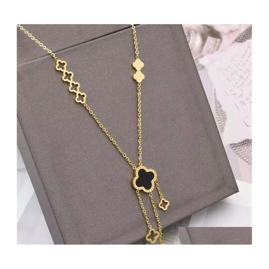 

Pendant Necklaces Car Dvr Designer Classic Luxury Fourleaf Clover Women 18K Gold Letter Necklace Design Jewelry Dro Dhz6I