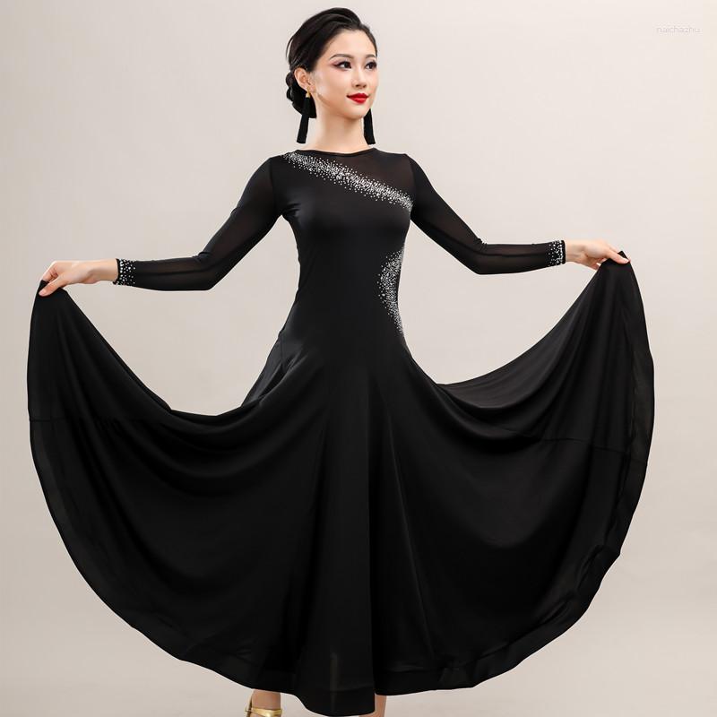 

Stage Wear Women Fashion Ballroom Dancing Dress Modern Dance Competition Costume Waltz Tango Quickstep Dresses, Black