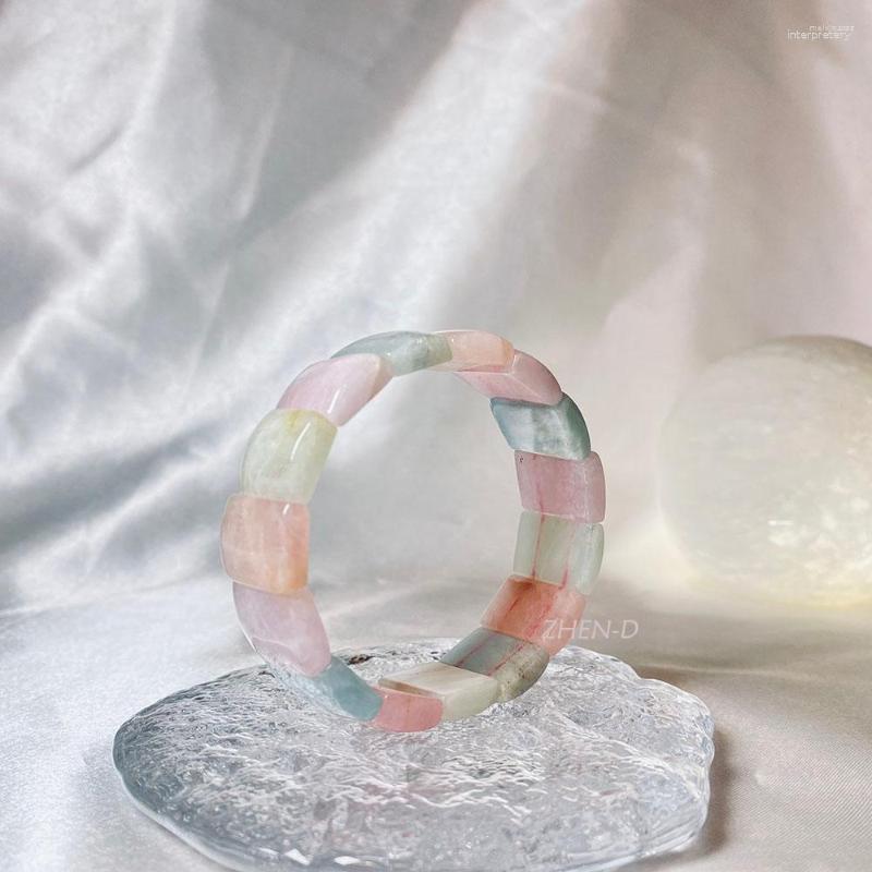

Strand ZHEN-D Jewelry Natural Morganite Colorful Gemstone Special Square-shape Bracelet Romantic Gift For Woman Girl Xmas Thanksgiving