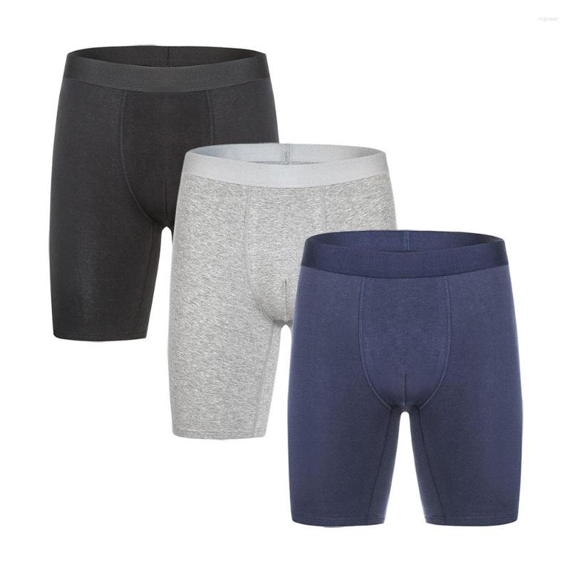 

Underpants 3pcs/lot Men Boxers Long Panties Underwear Cotton Boxershorts Loose Under Wear Plus Size Boxer Homme, Blue grey red