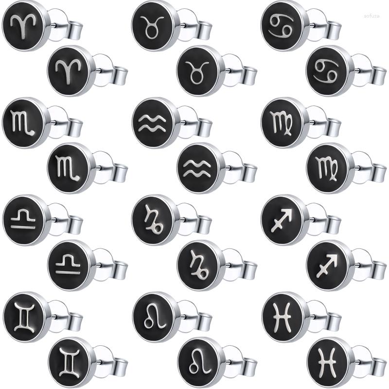 

Stud Earrings ZEMO 12 Constellations Lucky Studs For Women Stainless Steel Girls Ear Piercing Constellation Earring Jewelry