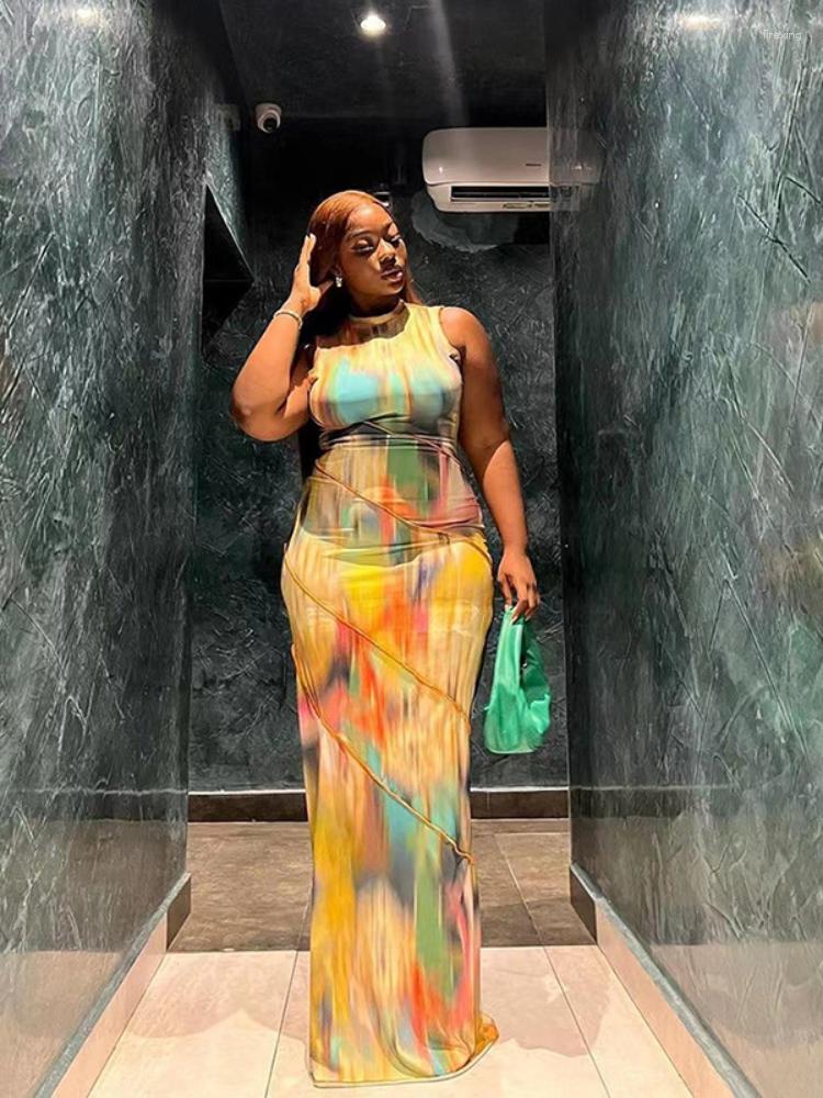 

Casual Dresses Spring Summer Women Sexy Dress Elegant Sleeveless Pullover O Neck Bodycon Slim Fashion Print Maxi Long Pencil 2023, Multicolor
