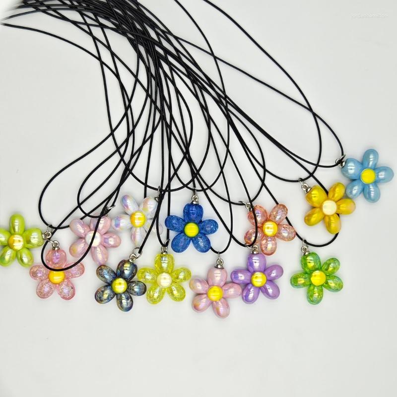 

Pendant Necklaces Bohemian Clavicle Chain Flower Necklace For Women Handmade Acrylic Chokers Girls Fashion Jewelry