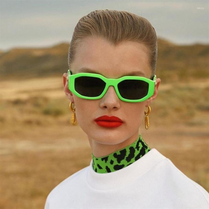 

Sunglasses Green Red Shades Ladies Rectangle Rock Style Sun Glasses Men 2023 Fashion Vintage Candy Color Frame UV400229T