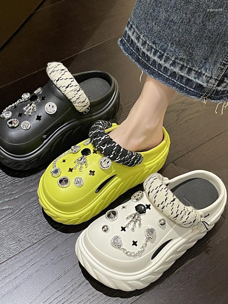 

Slippers Shoes Woman's Platform Shale Female Beach Slides Jelly Flip Flops Fashion Heeled Mules 2023 Flat Sabot Glitter Luxury