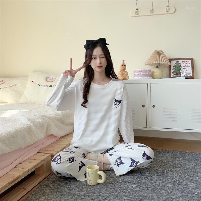

Women's Sleepwear Kawaii Pajama Set For Woman O Neck Spring Anime Pijama 2 Pieces Ins Homewear Sleep Top Nightgown Young Girls Loose Size, Picture shown