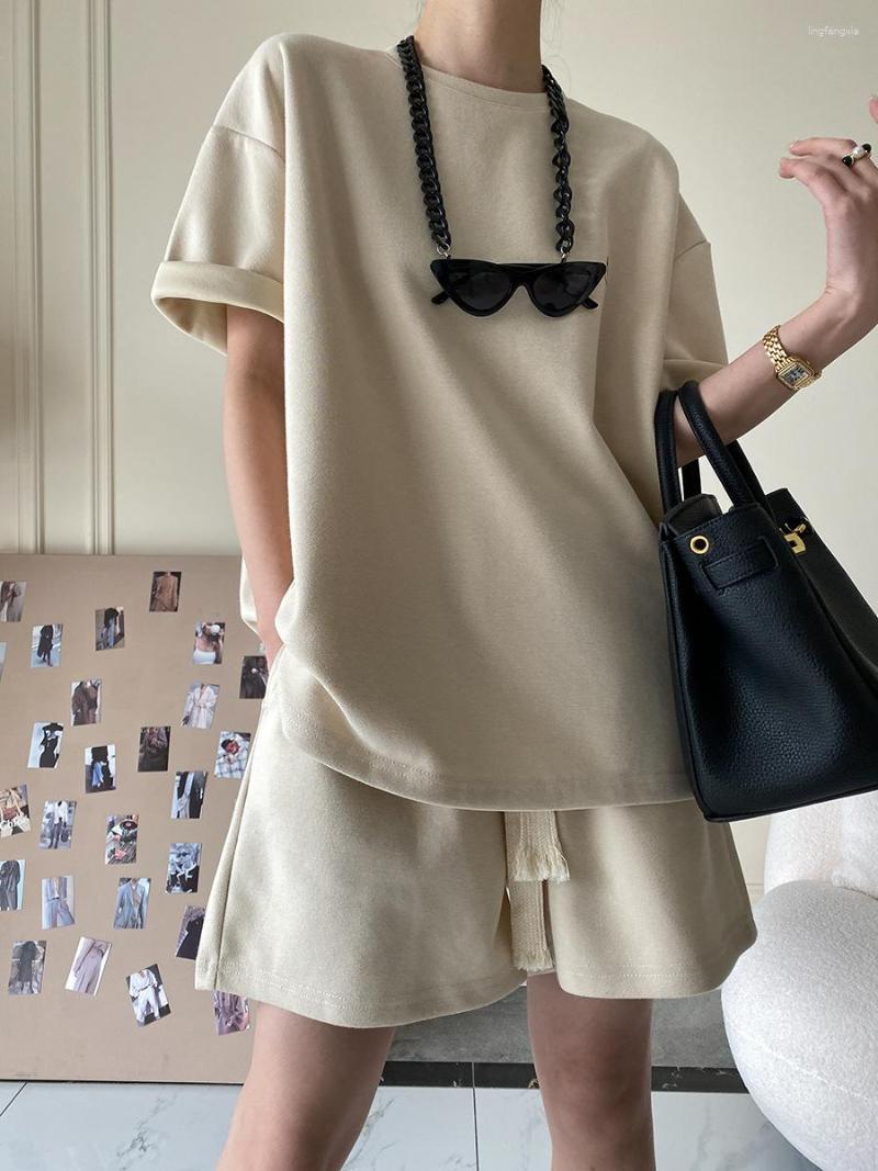 

Women's Tracksuits Suit Shorts With Ladies T-Shirt And Top Loose Oversized Cotton Summer Two Piece Classic Activewear Casual, Sky blue