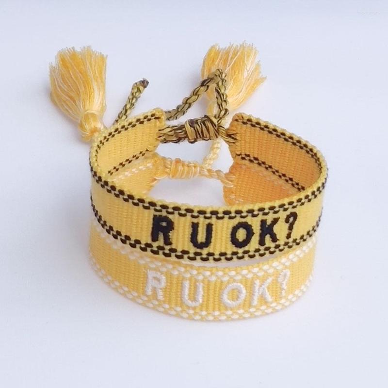 

Charm Bracelets MINI Jewelry Handmade Signature Embroidered Color Cotton Bracelet Women's Men Woven Tassel Adjustable Lover Gift