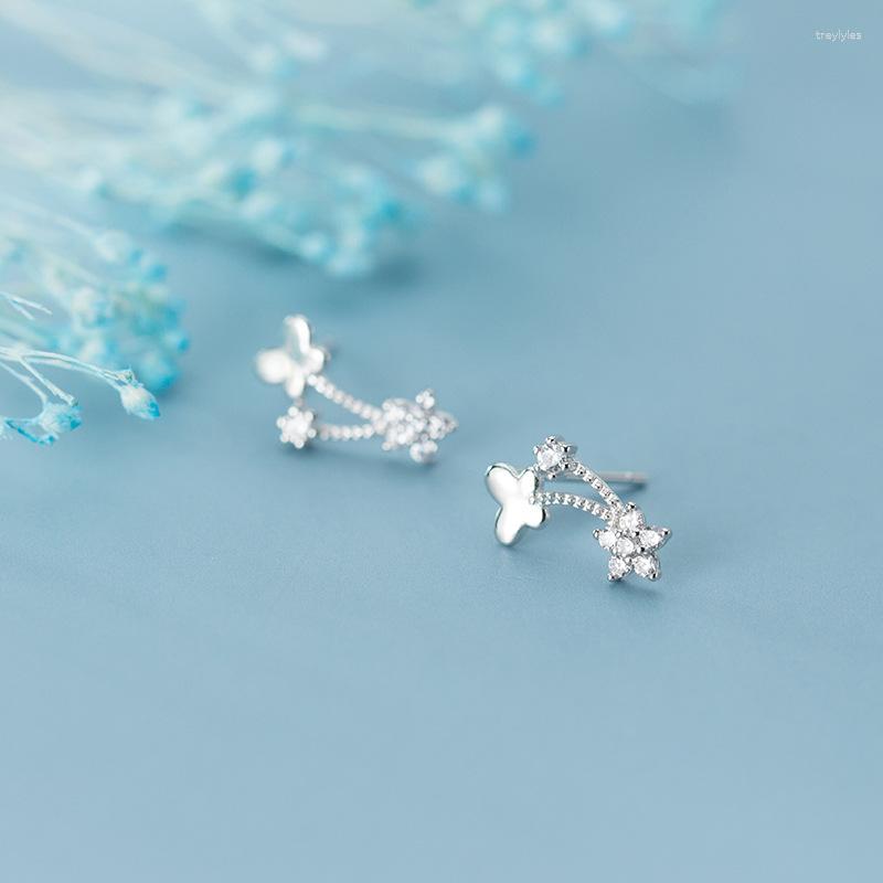 

Stud Earrings MloveAcc Authentic 925 Sterling Silver Romantic Flower Clear CZ For Girls Women Fine Jewelry