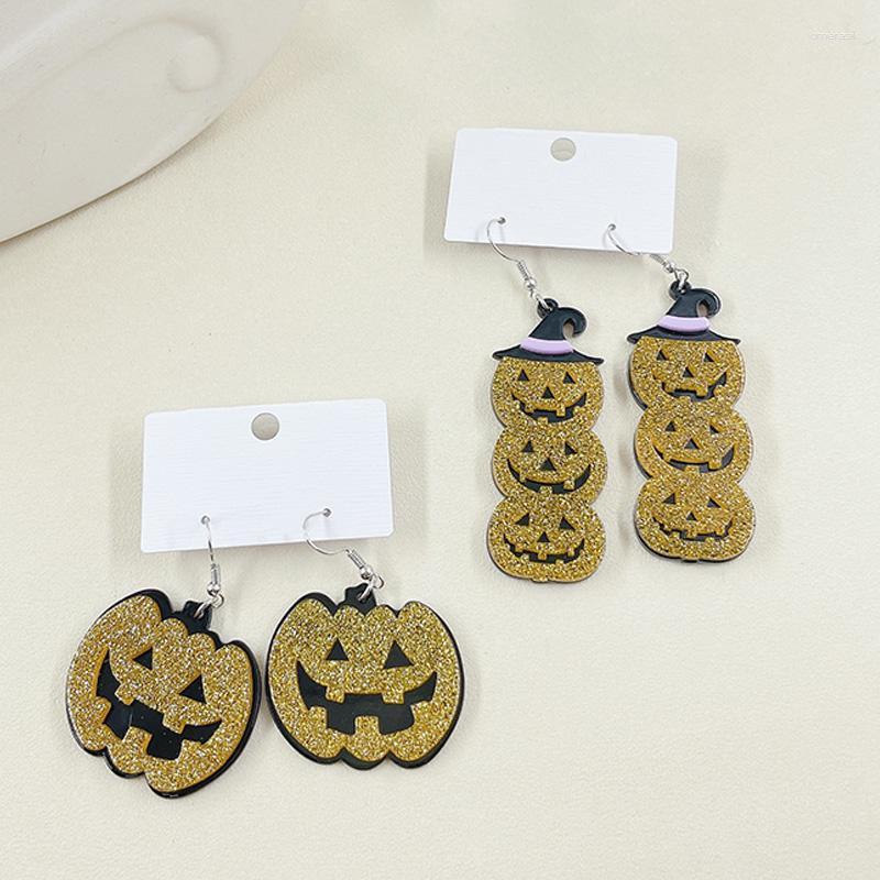 

Dangle Earrings Fashion Jewelry Cute Cartoon Plant Vintage Halloween Acrylic For Women Shiny Yellow Pumpkin Long Accessories