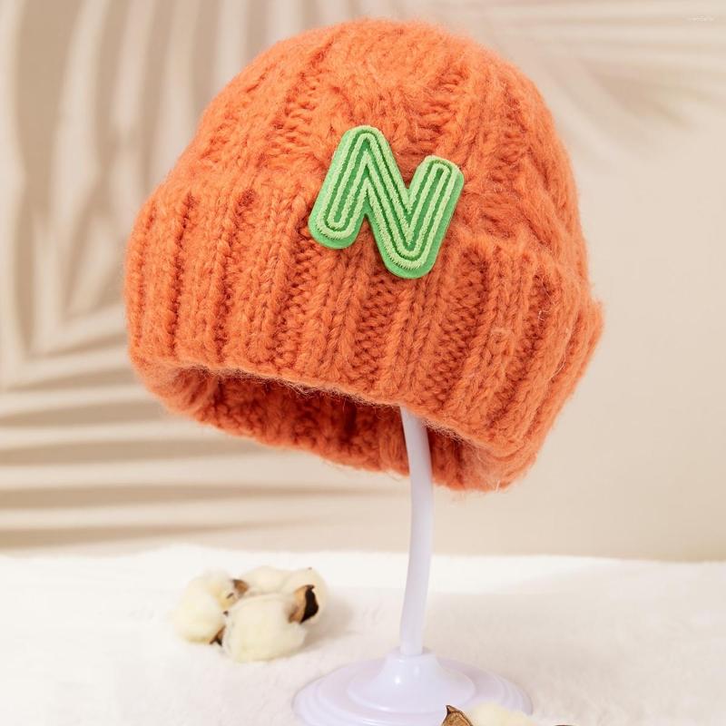 

Beanies Letter N Knit Beanie Hat Autumn And Winter Warm Woolen Solid Color Crochet Chrismas Year Gifts, Orange