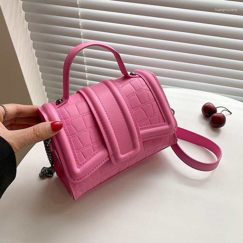 

Evening Bags Ladies Stone Pattern Handbag Casual Fashion Shoulder Bag Chain Solid Color Leather Crossbody Messenger, Black