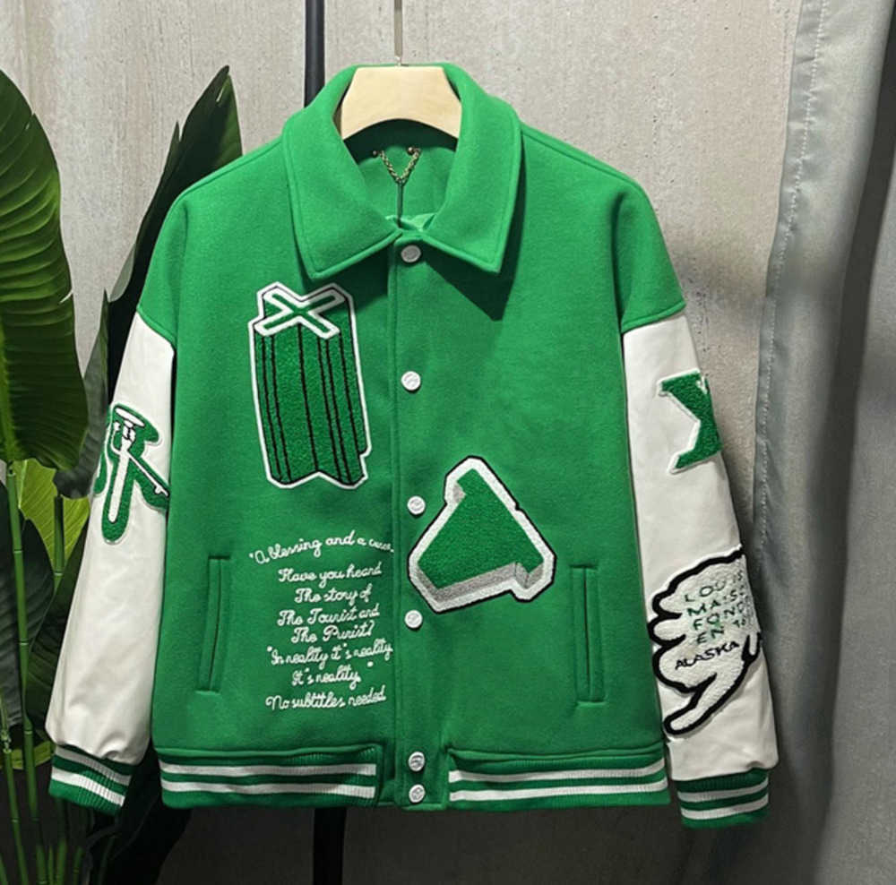 

Flocking Leather sleeves Baseball Coat Uniform Fashion Jacket High Quality Single Breasted Warm Jackets Couples Women Men Varsity Coats Men's Designer22