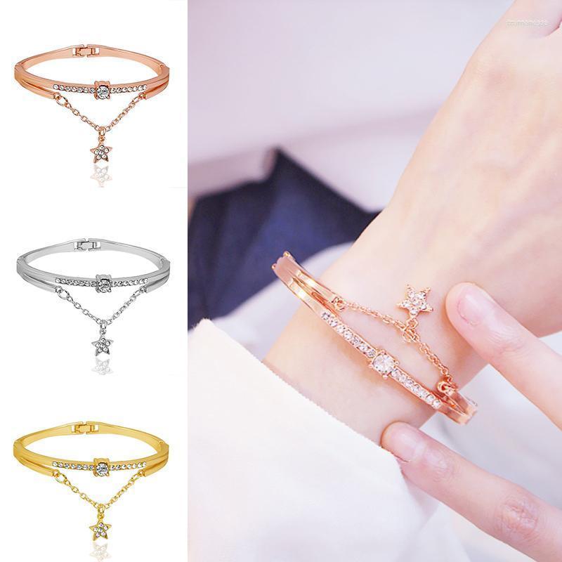 

Bangle Women Diamond Star Charm Bangles Korean Fashion Rose Gold Silver Color Bracelets Light Luxury Accessories Gifts For Raym22