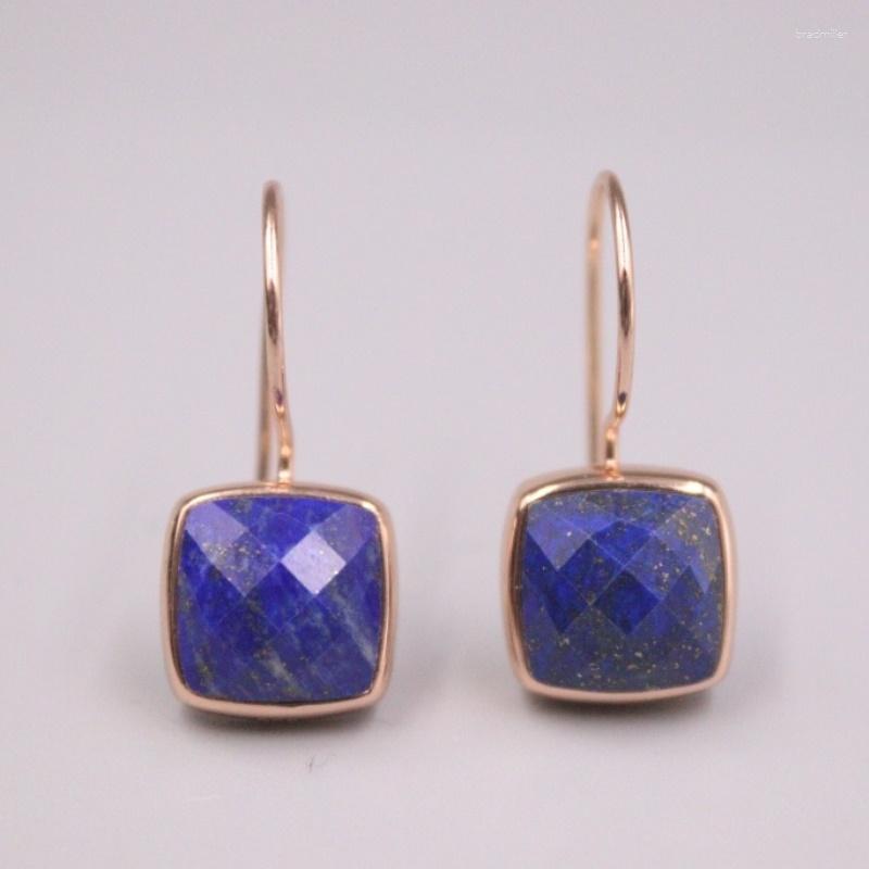 

Dangle Earrings Real Silver 925 Drop For Women 2023 Female Girl Gold Plated Korean Blue Crystal Lapis Lazuli Hook Gift