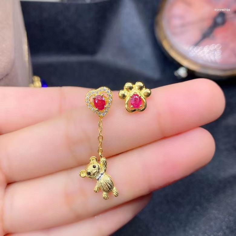 

Stud Earrings Real And Natural Ruby Earring 925 Sterling Silver Rubby Fashion Ring