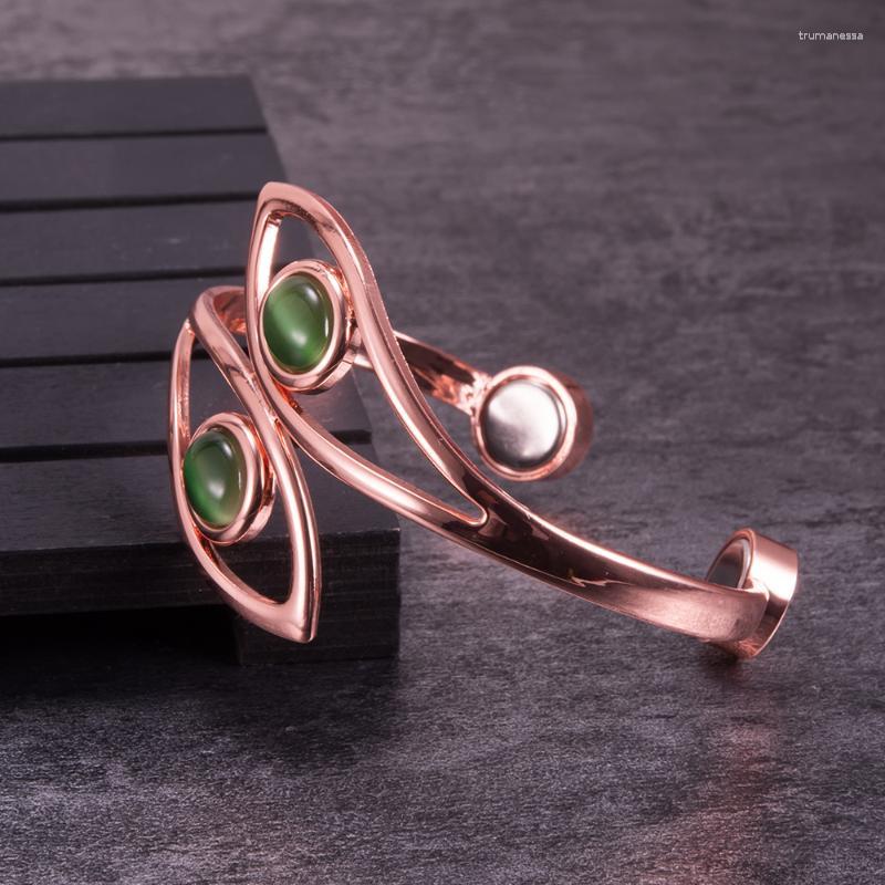 

Bangle Dolphin Pure Copper Bracelets For Women Green Artificial Opal Magnetic Bracelet Benefits Simple Adjustable Cuff FemaleBangle Raym22