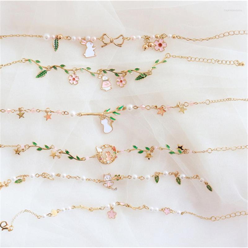 

Link Bracelets Chain Fashion Girl Simple Cute Sweet Series Flower Animal Fresh Bracelet WomenLink Raym22