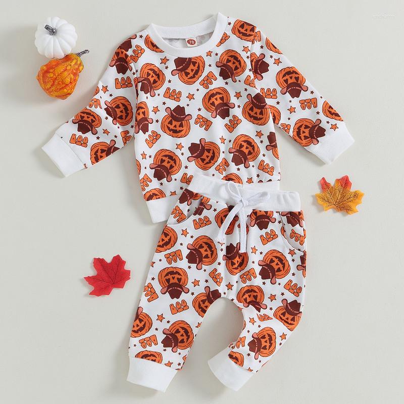 

Clothing Sets Halloween Infant Baby Girl Boy Pant 2Pcs Outfit Cartoon Pumpkin Long Sleeve Sweatshirt Tops And Pants