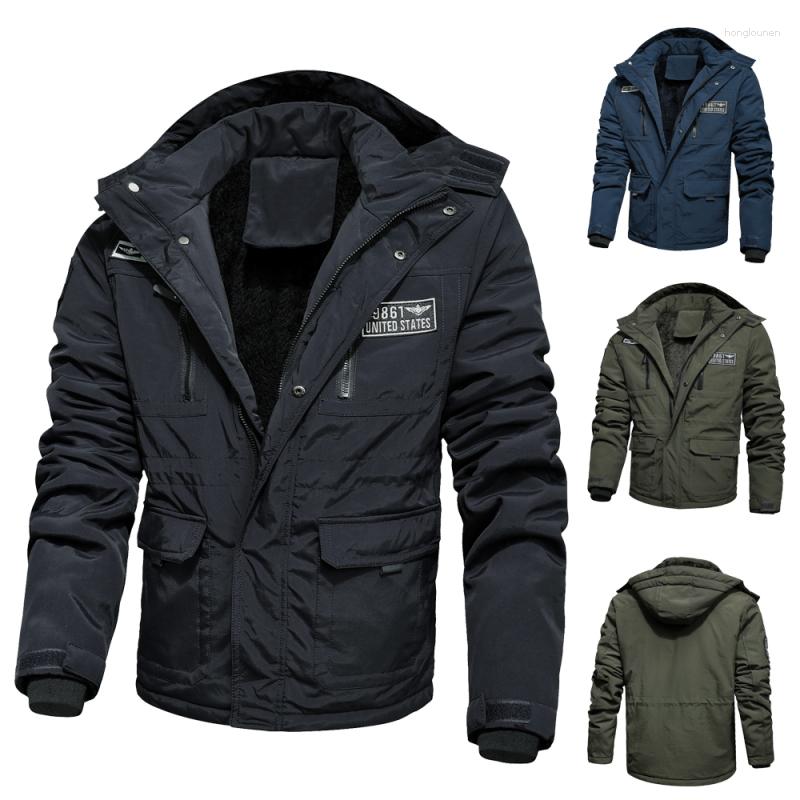 

Men's Jackets Autumn/Winter Men's Cotton Coat Fleece Detachable Hood Heavy Cargo Casual Windbreak Outwearing Military Trip, Blue