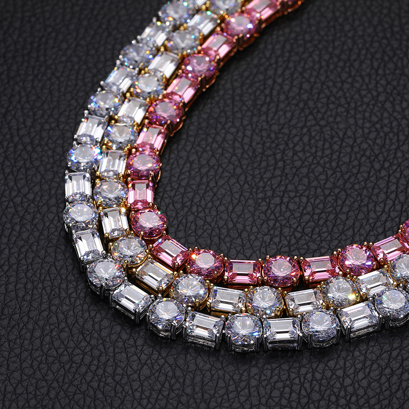 

8mm 18/20inch Gold Plated Bling CZ Diamond Tennis Chain Necklace for Men Women Hip Hop Punk Jewelry Necklace Chains