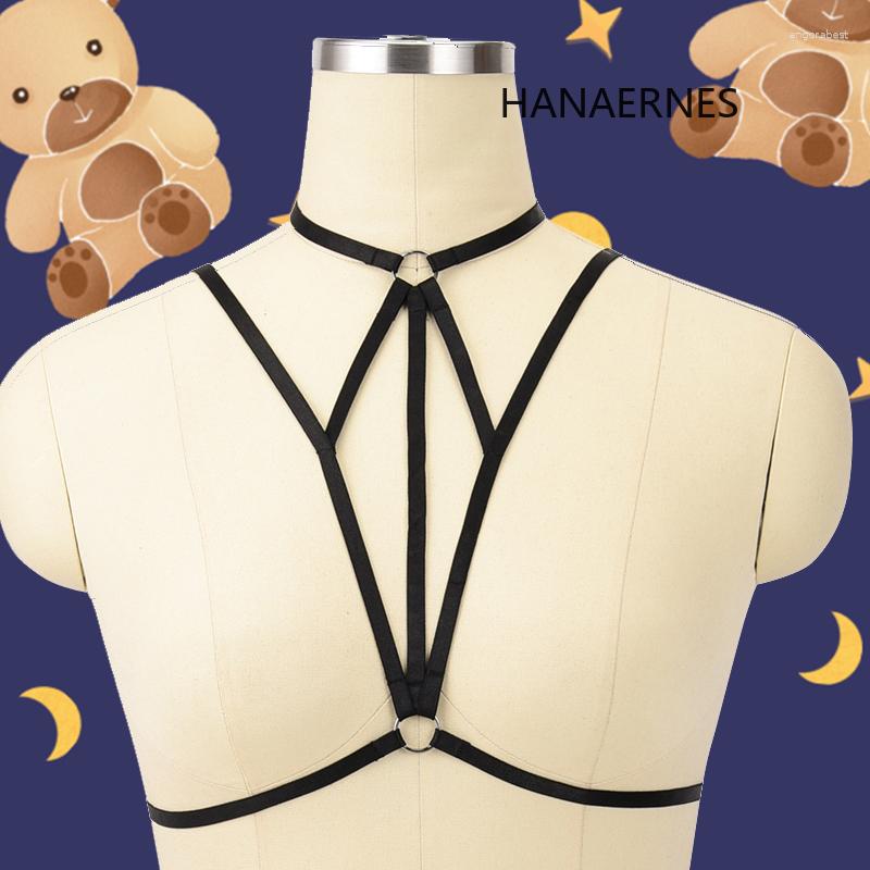 

Garters HANAERNES Sexy Bandage Lingerie Hollow Harness Bustier Elastic Cupless Bra Body Top, Hana-o540
