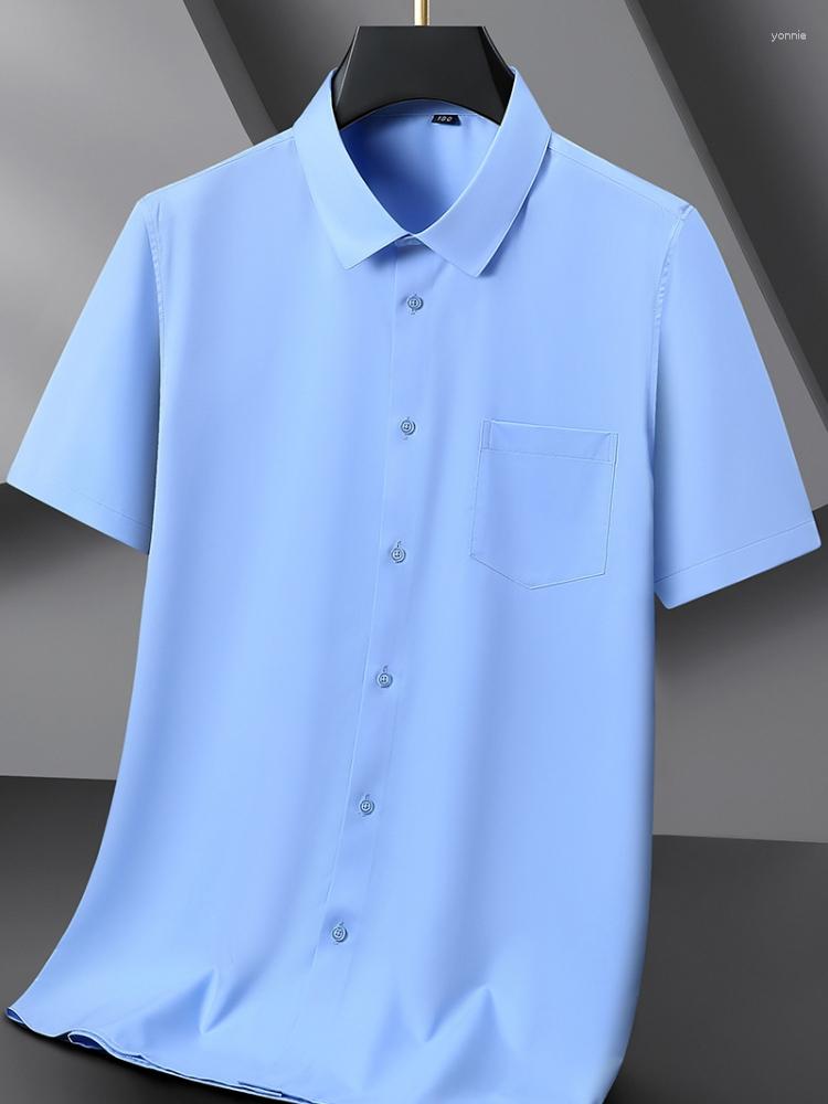

Men's Casual Shirts 8xl 7xl Summer Shirt Men Waterproof Slim 2023 Fashion Turn-Down Collar Short Sleeve Blue Plus Size Clothing, F108 blue
