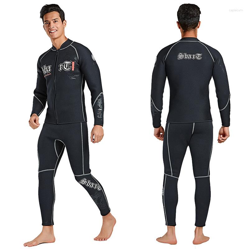 

Women's Swimwear SBART 3MM Wet Suit Men's Long Sleeve Black Tops Pants Cold-proof Toweling Lining Neoprene Nylon Dive Winter Swim Scuba