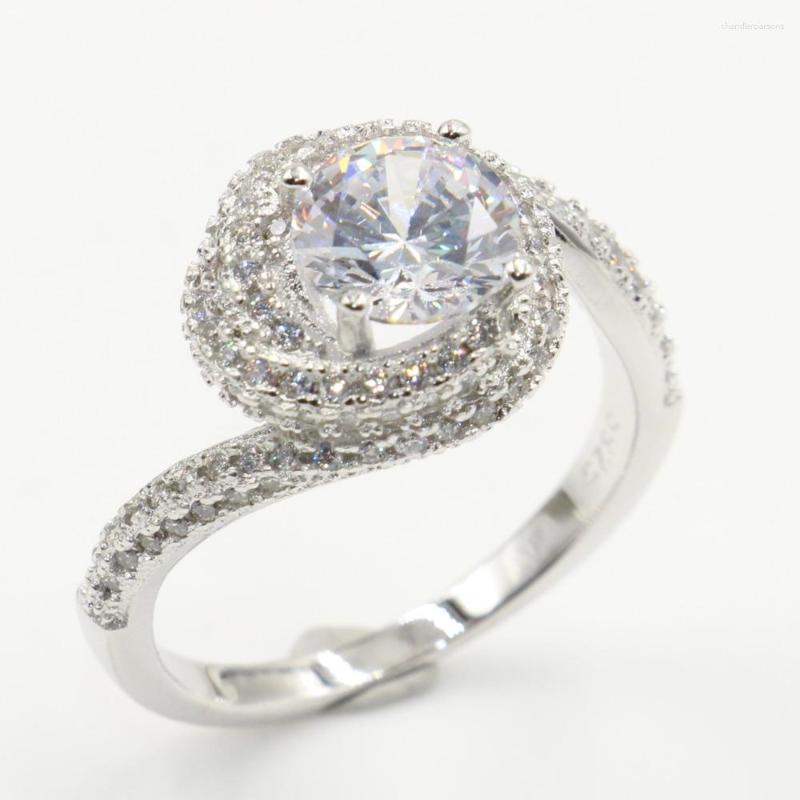 

Cluster Rings 2023 Arrival Luxury Jewelry 925 Sterling Silver Round Cut White 5A Cubic Zirconia Pave CZ Promise Wedding Band Ring Gift