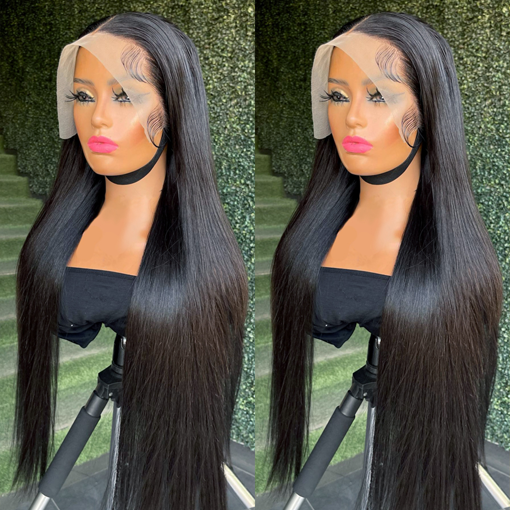 

New Design Bone Straight Lace Front Wigs 13x4 360 Full Hd Lace Frontal Wig Human Hair Pre Plucked 26 Inch Brazilian Wigs For Black Women, Natural color