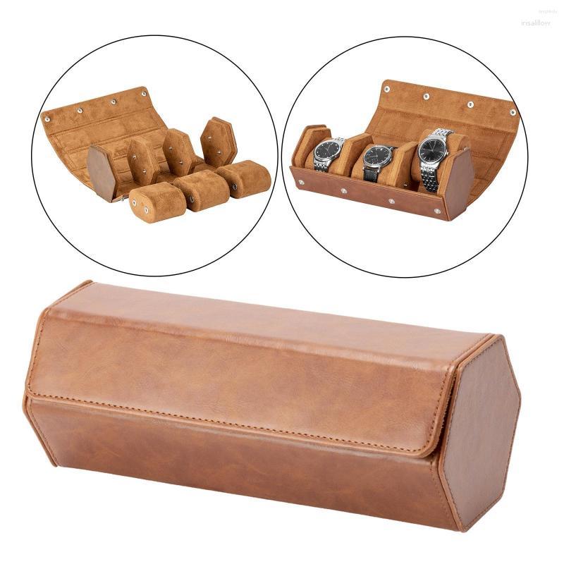 

Watch Boxes Roll Travel Case Hexagon With Removable For Men And Women