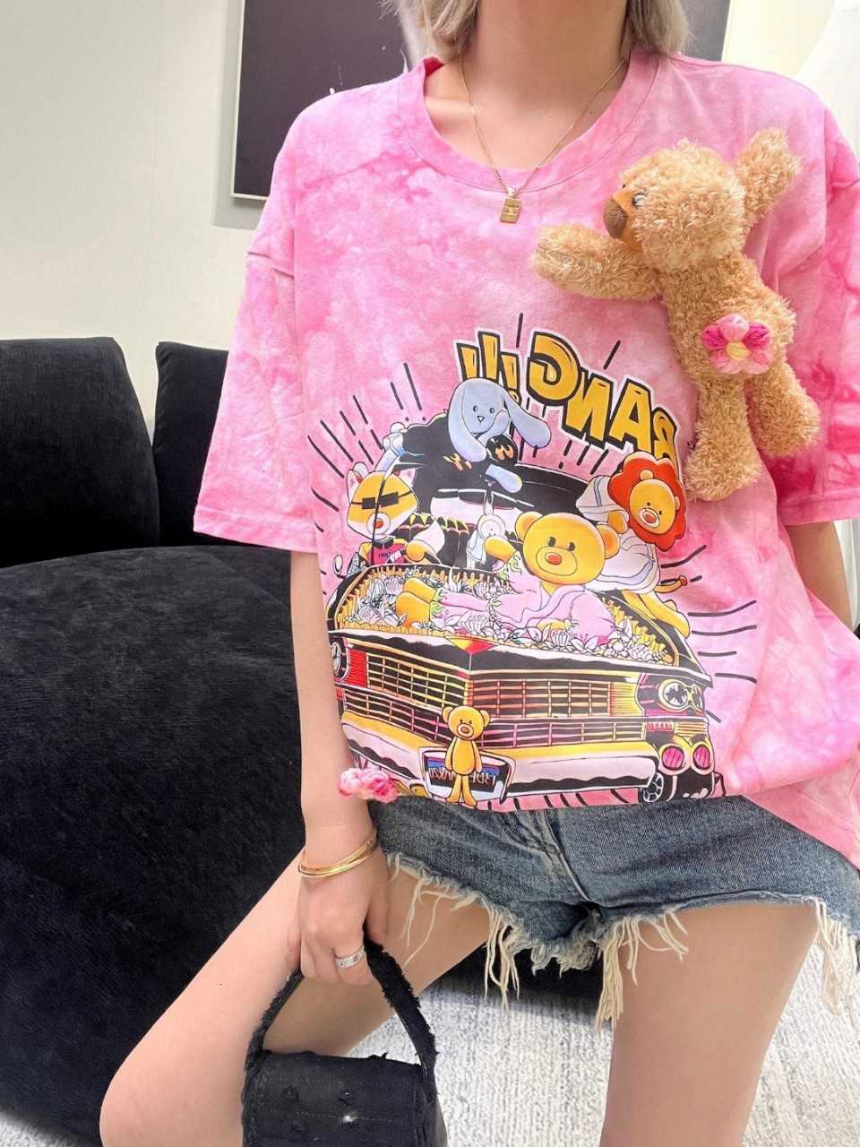 

European Large Edition 2023 New Xiains Age Reducing Loose Relaxed Korean Wash Print Short Sleeve T-shirt Unisex, Picture color