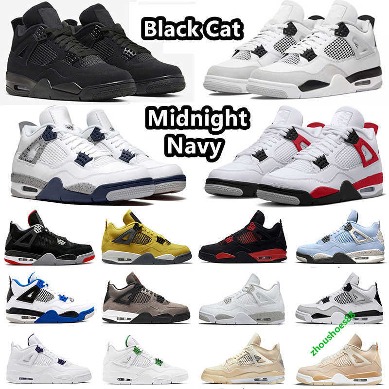 

4 Jumpman Black Cat Basketball Shoes Midnight Navy 4s Military Black Violet Ore University Blue White Oreo Red Cement Bred Sports Sneakers for Men Women, Item#15