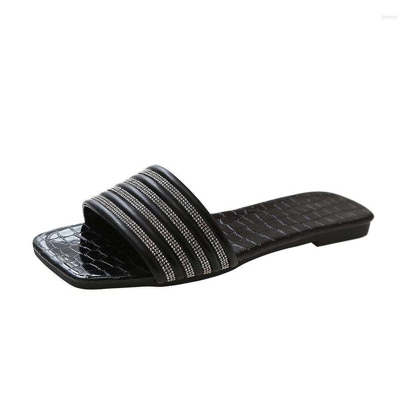 

Slippers Summer Women Flat Heels Bling Fashion Beach Slides 2023 Design Woman Flip Flop Casual Plus Size, Beige