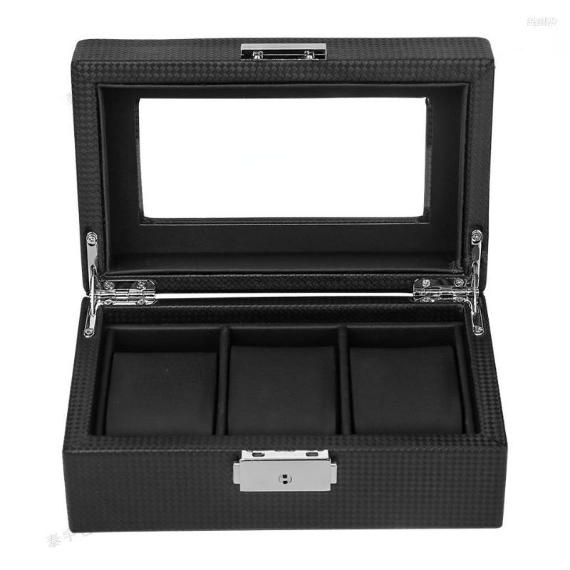 

Watch Boxes High Grade 3-position Carbon Fiber Black Storage Display Box