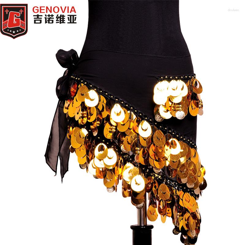

Stage Wear Belly Dance Costume Hip Scarf Belt Sequins Bellydance Triangle Sequin Golden Coins 5 Colors, Black