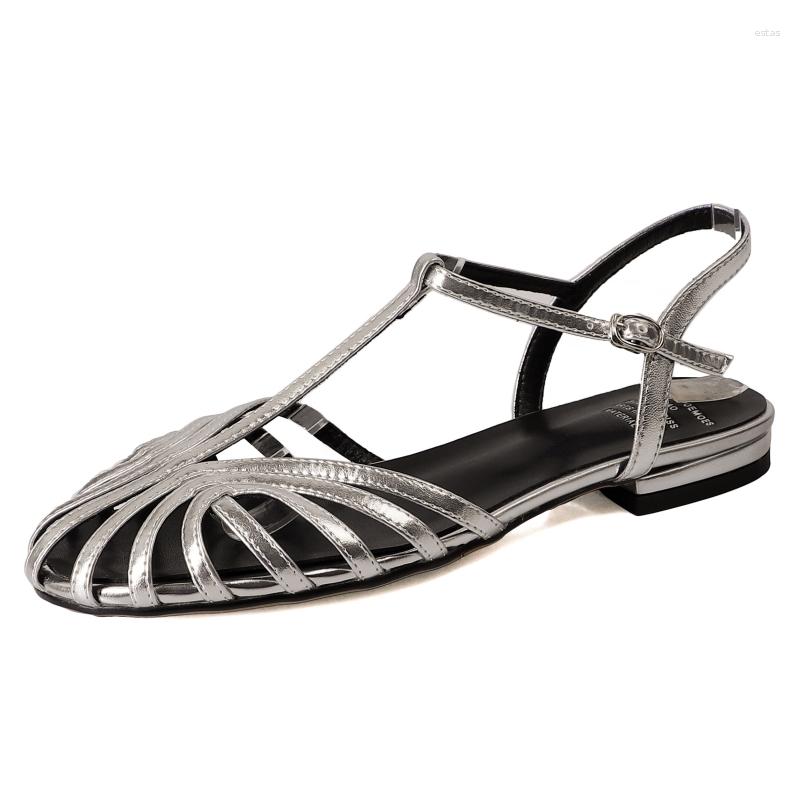 

Sandals Women's Roman Round Toe Low Heel Soft And Comfortable Fashion Casual Shopping Daily Shoes For Women, Gold