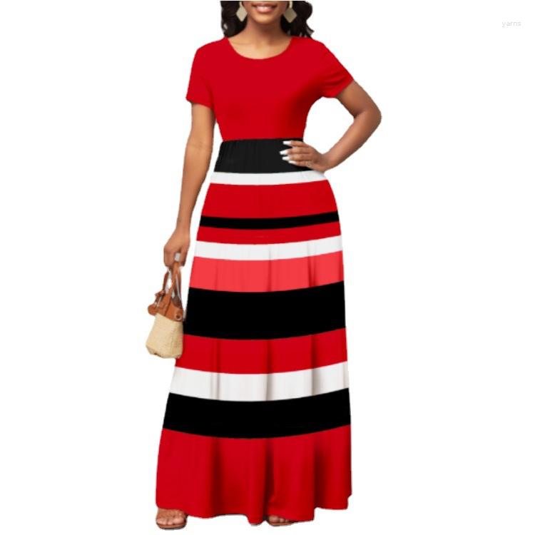 

Casual Dresses Summer Fashion Women Loose Boho Elegant Dress Large Big O-Neck Half Sleeve Print Party Long A-Line Maxi