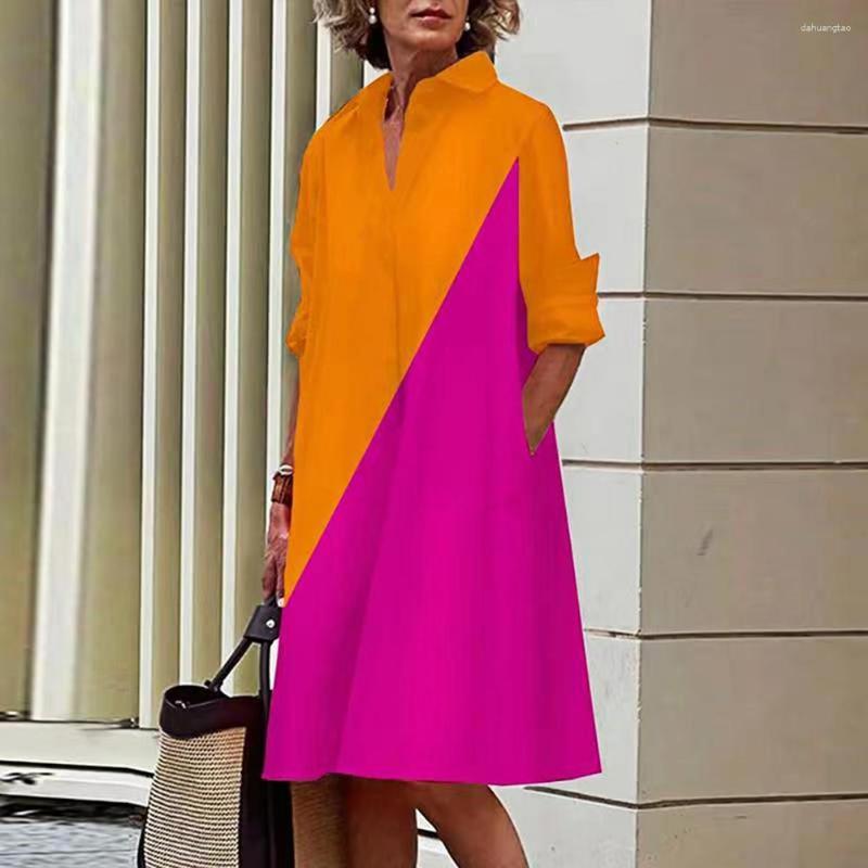 

Casual Dresses 2023 Shirt Dress Women Bohemian Long Sleeve Printed Sexy Boho Style Pocket V Neck Loose For, Green
