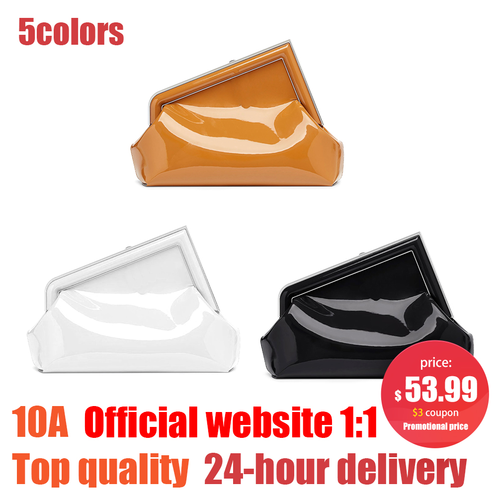 

new crossbody shoulder bag Patent leather handbags Hobos fashion Bag clutch bags Womens mens triangle totes envelope strap travel trunk Evening purse lady cosmetic, Patent leather-black